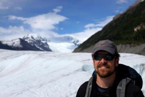 Darin Bell on a snowy mountaintop