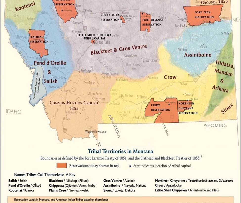 map of montana with the reservations and other native american information 