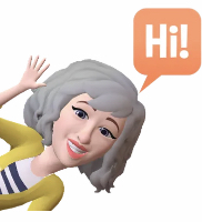 an avatar of Mindy waving saying "hi"