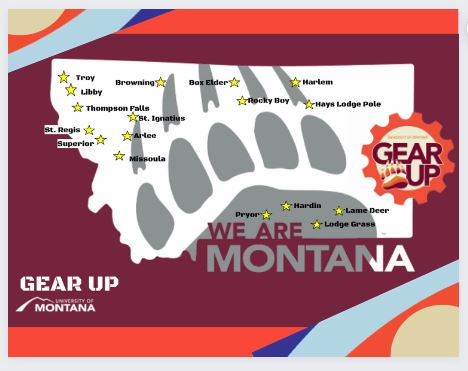 Montana map of all the locations for GEAR UP