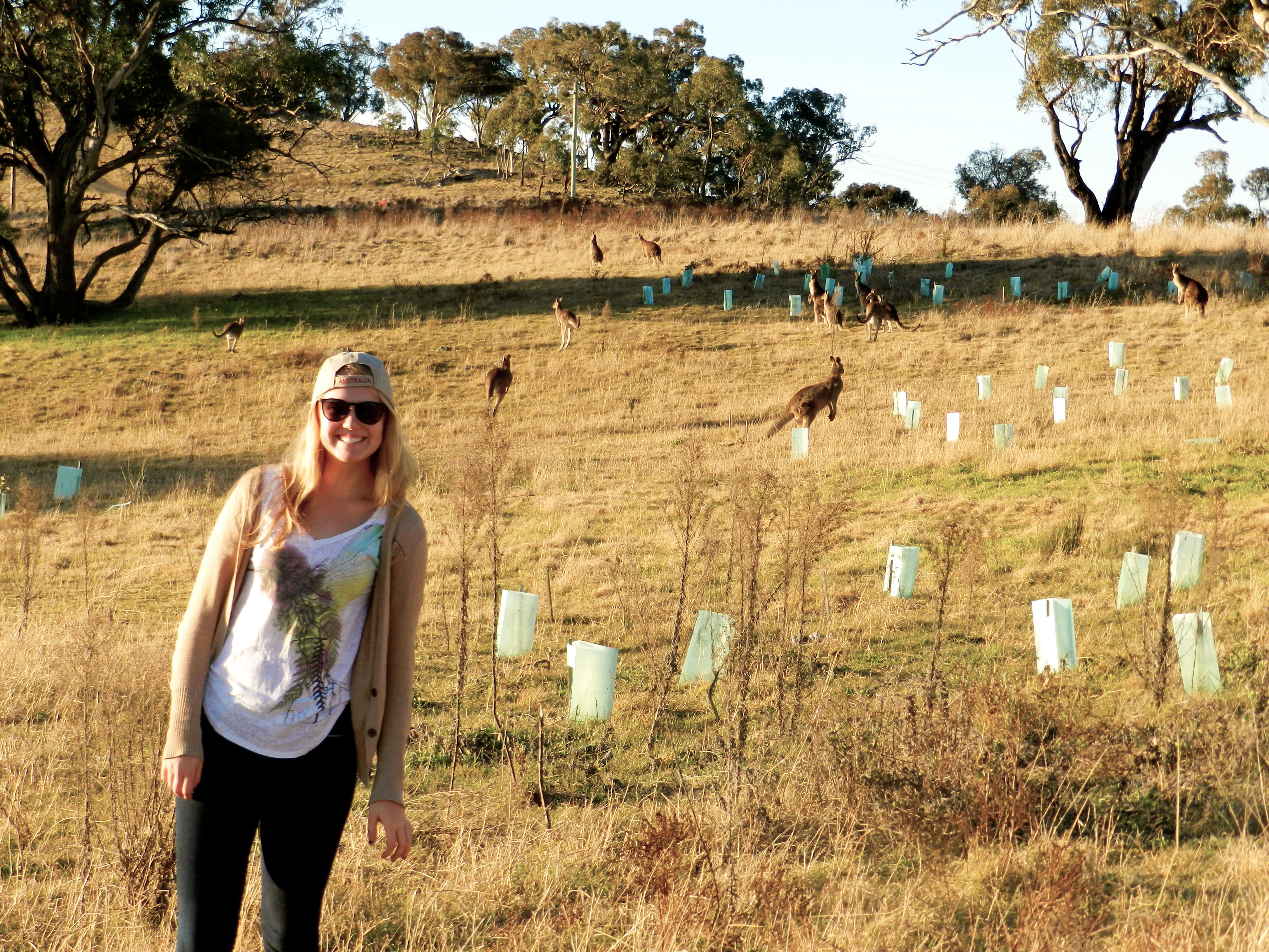 A girl standing in a dry field