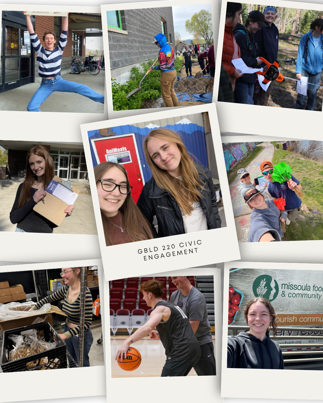 polaroid photos of civic engagement projects in GBLD 220