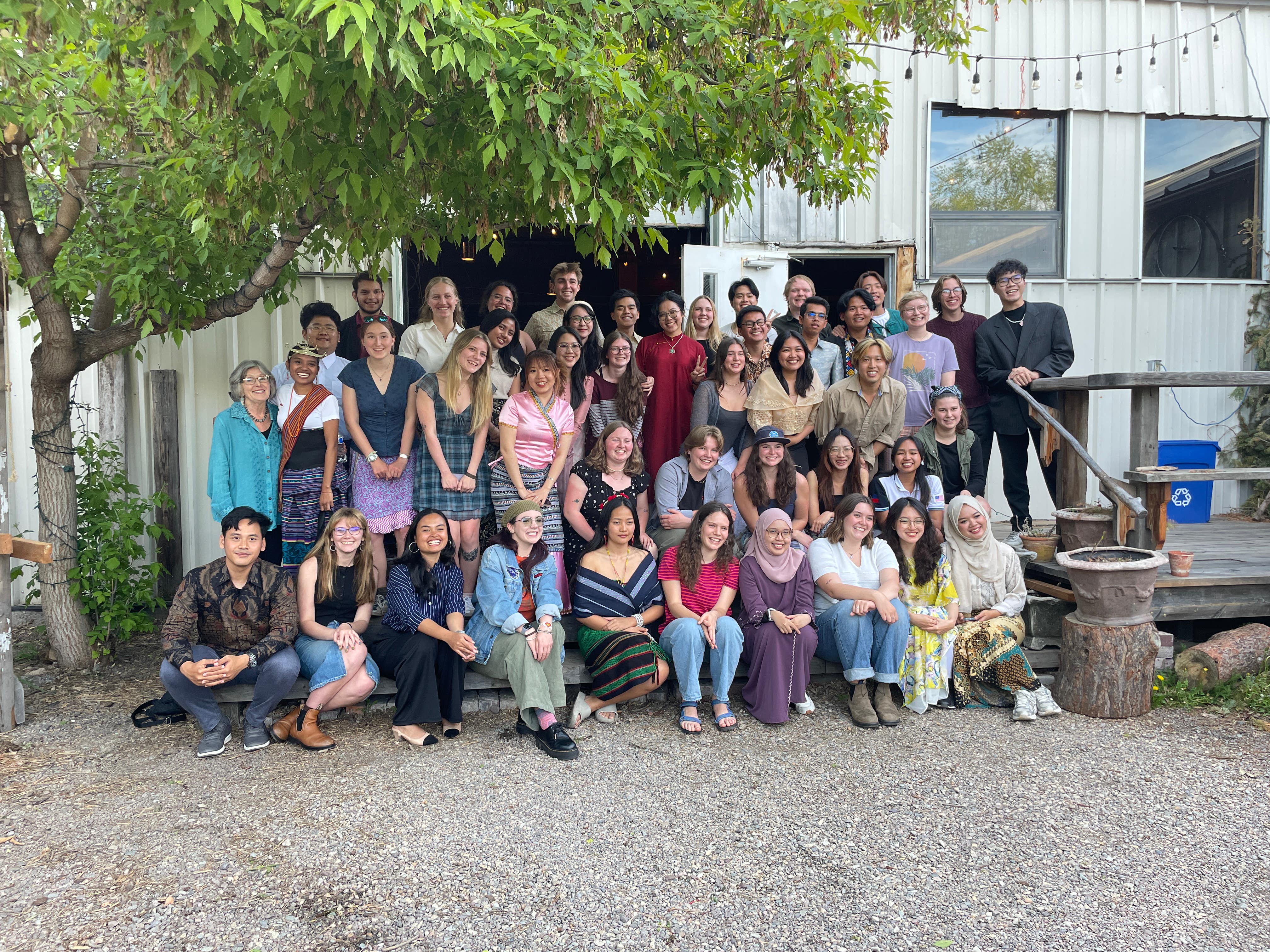 gli students stand with group of young south east asia leadership initiative fellows
