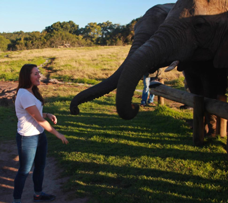 GPH student with elephants