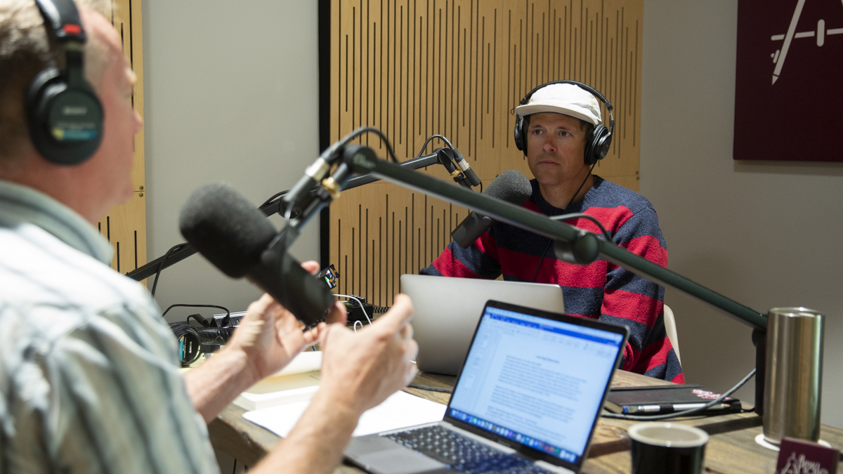 Dr. Justin Angle in recording room