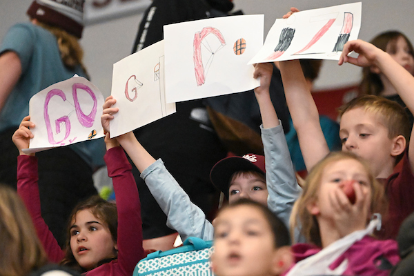 Kids sitting a Griz game