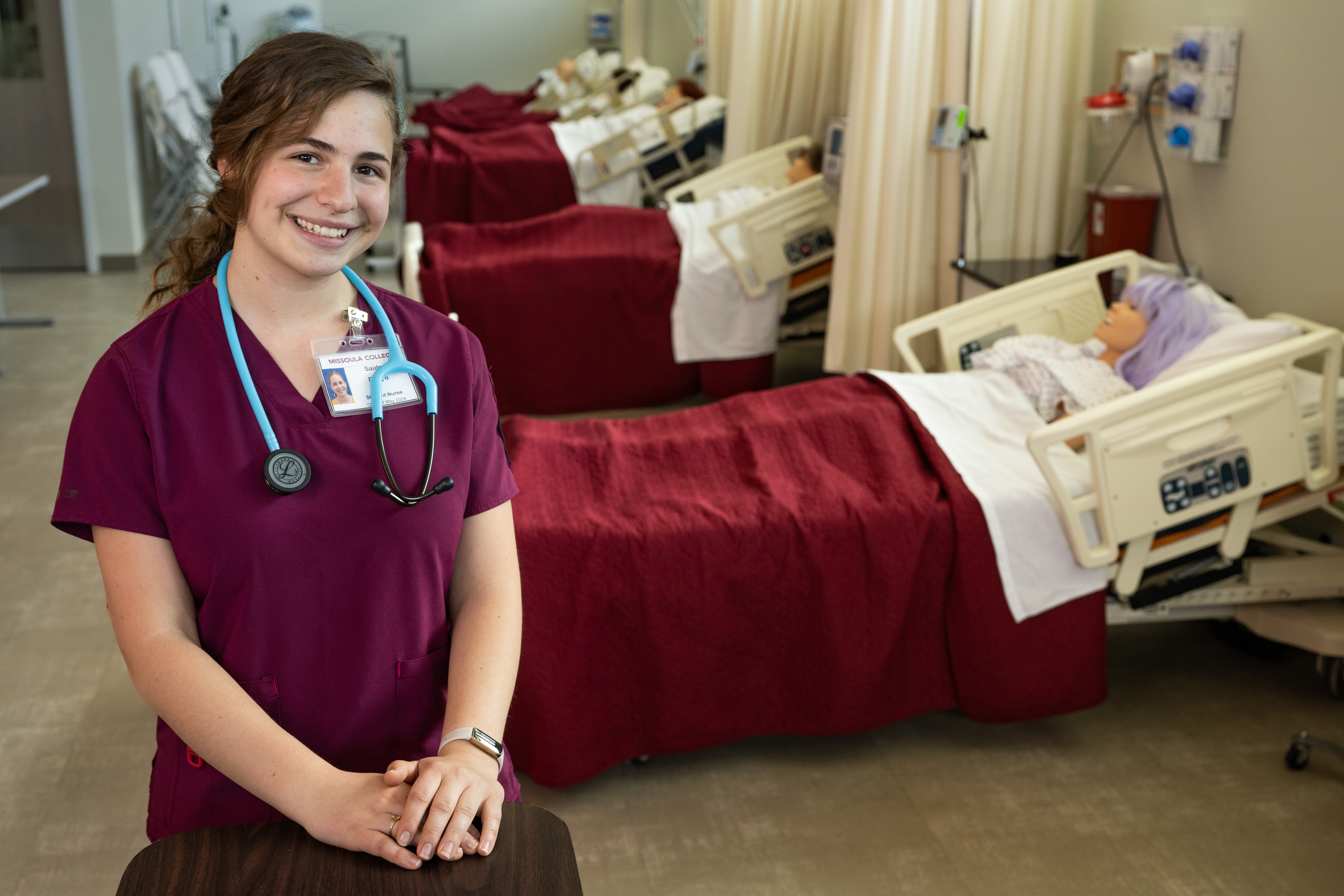 nursing student at Missoula College Nursing Lab