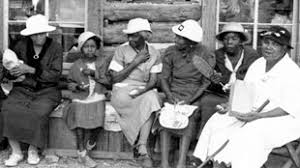black and white picture of a group of black women