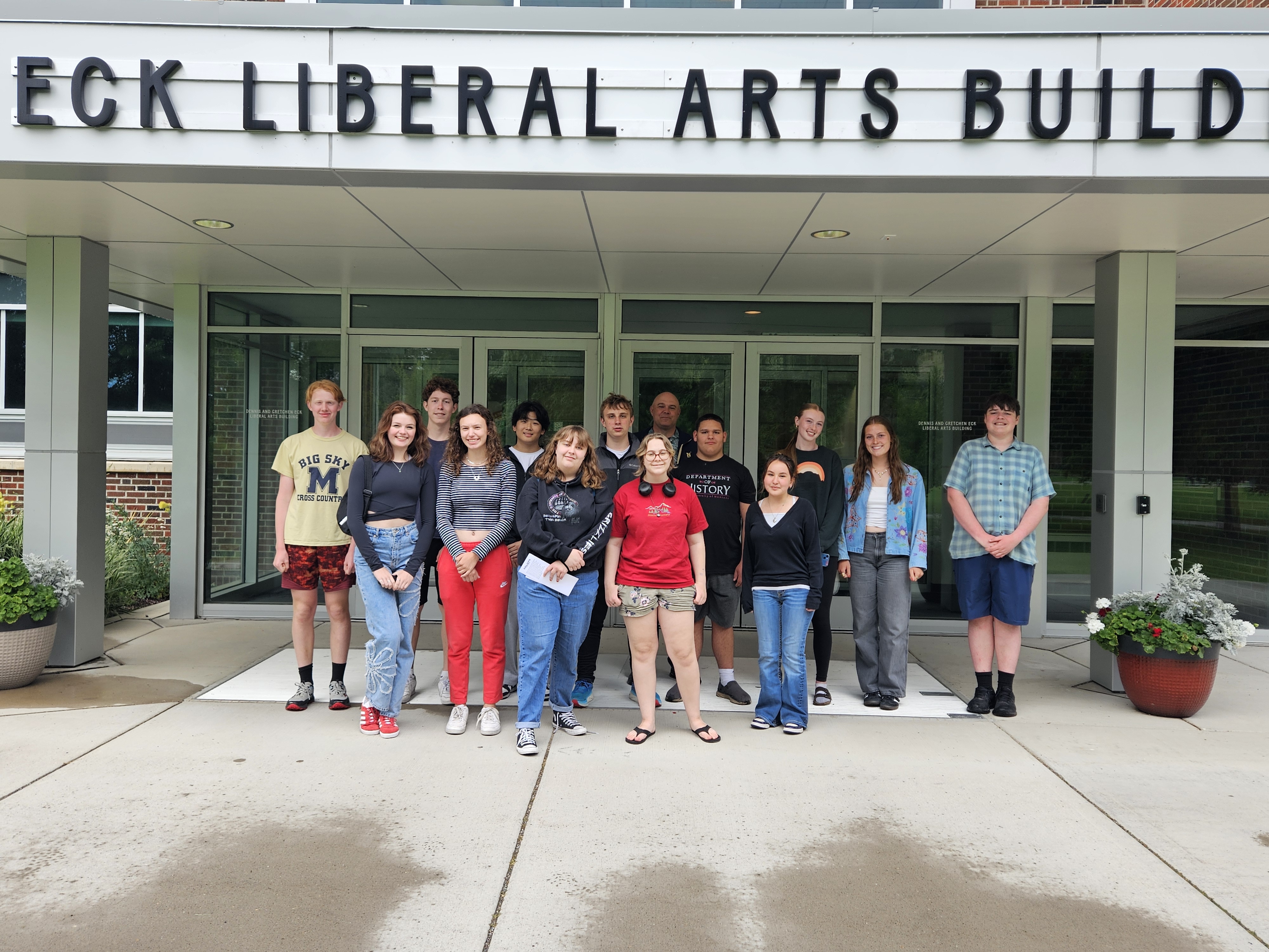 group photo in front of Eck Liberal Arts