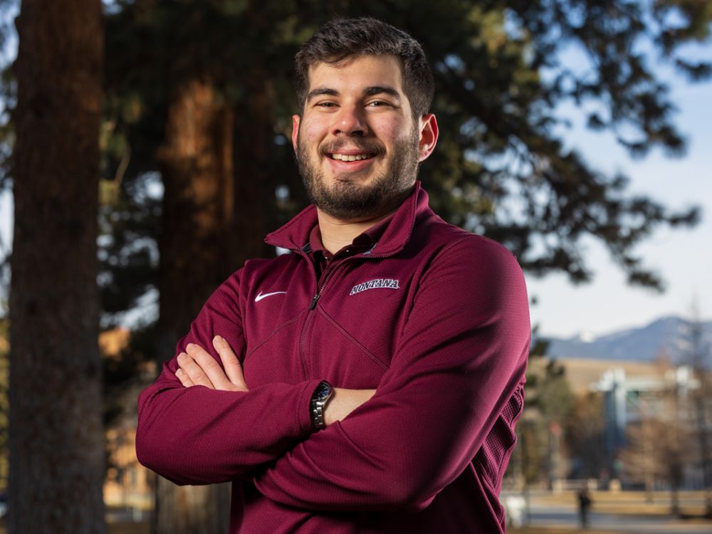 After graduating from UM with his bachelor’s in geography and environmental science and sustainability last fall, Ryan Fleetwood will continue his journey as a Grizzly by pursuing his Ph.D. (UM Photo by Noah Epps)