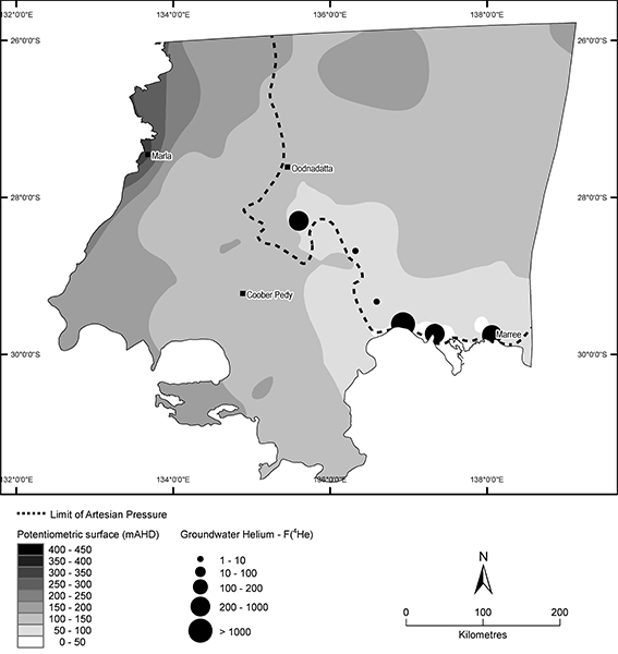 Map of helium concentration in the shallow groundwater