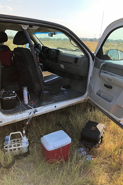 equipment in back of vehicle