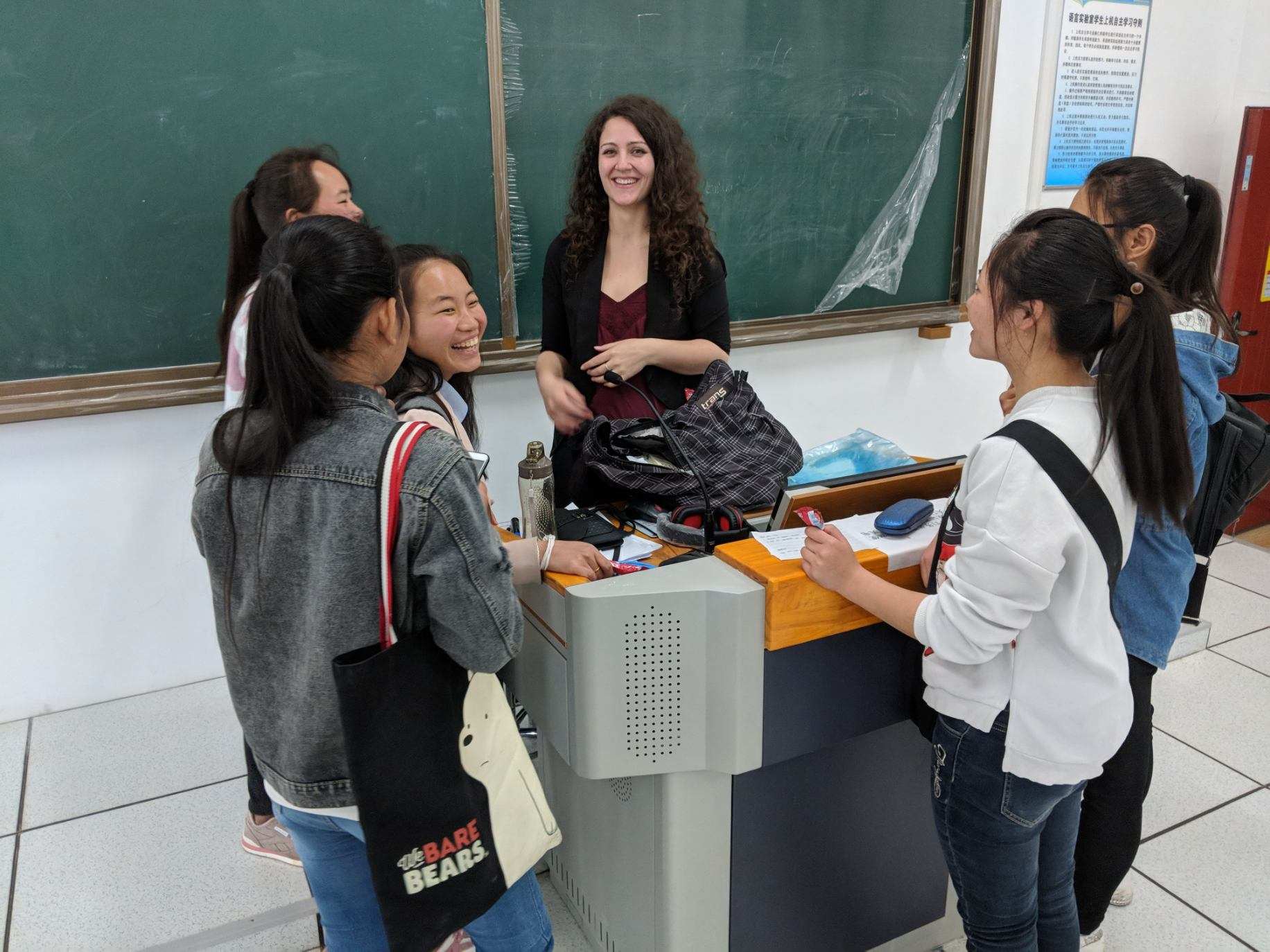 Emily with her students in China