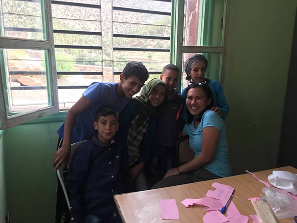 group of kids with asia chhon in morocco