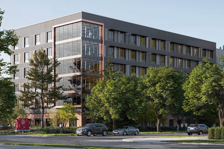 An architect rendering of the Glacier Hall building.