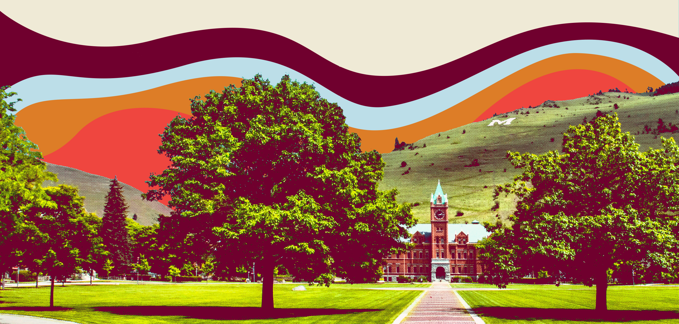 University of Montana logo and picture of Main Hall