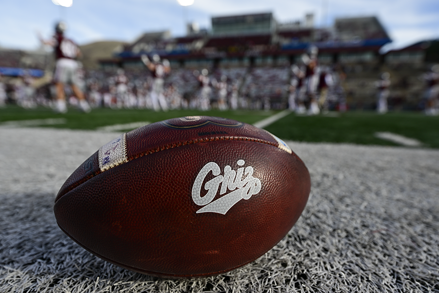 A football with the Griz script on the ball