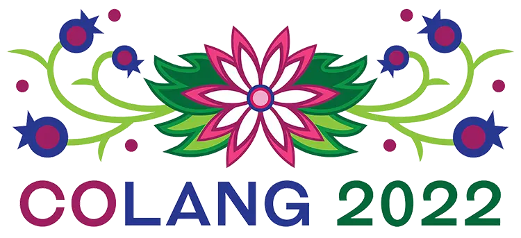 CoLang 2022 logo feature illustration of a flower with budding stems coming out of it