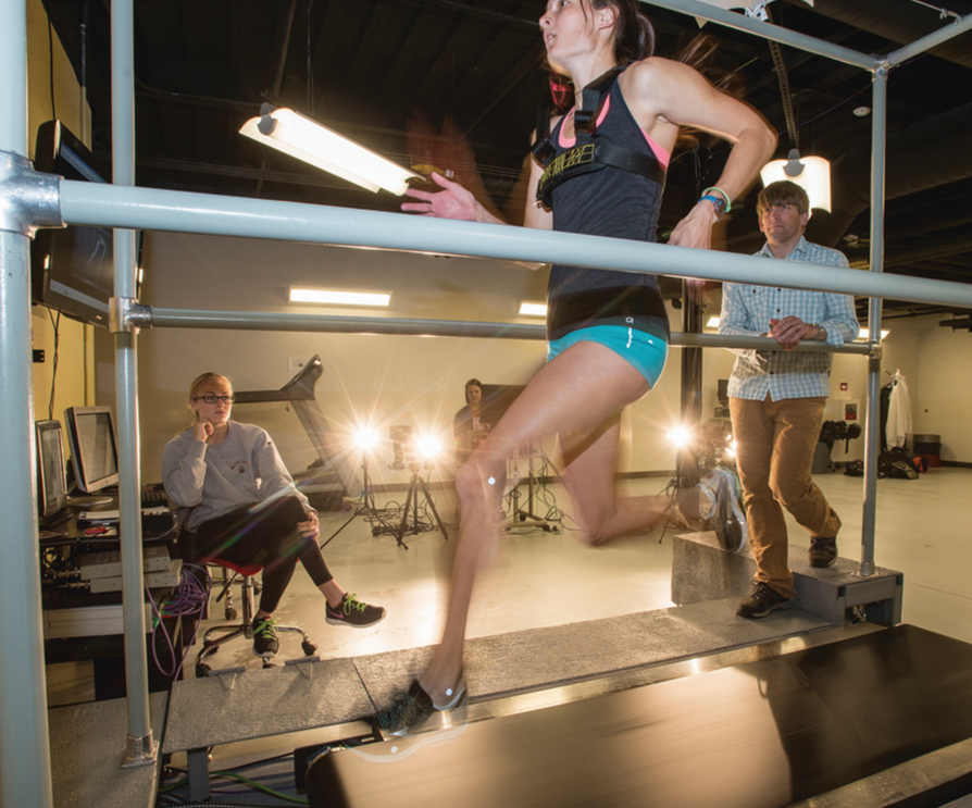 runner on treadmill at the biomechanics lab