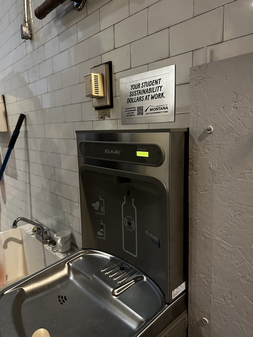 water bottle filling station with kless sign above it in Schreiber Annex
