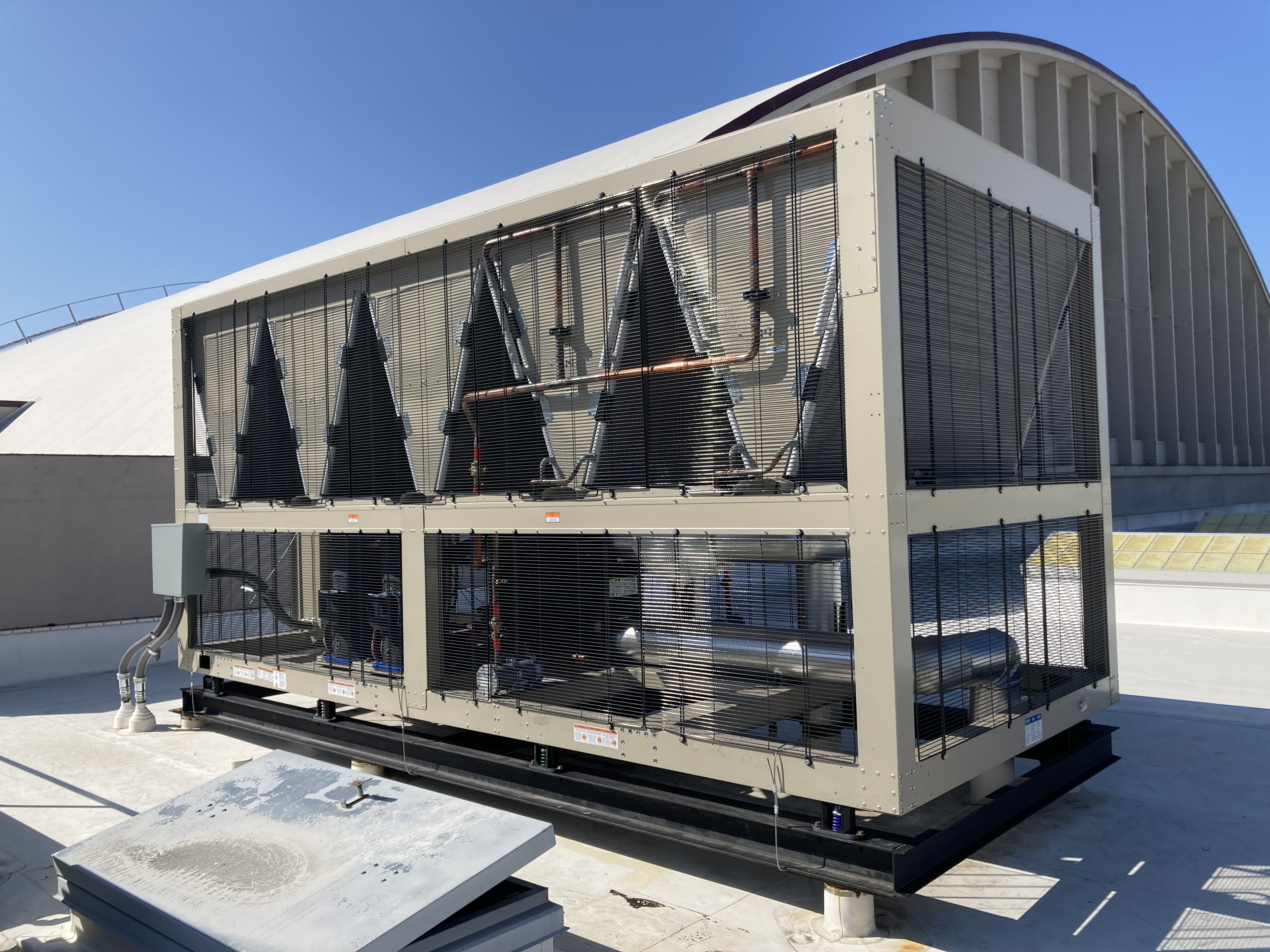 sustainable air conditioning unit on top of campus rec building roof