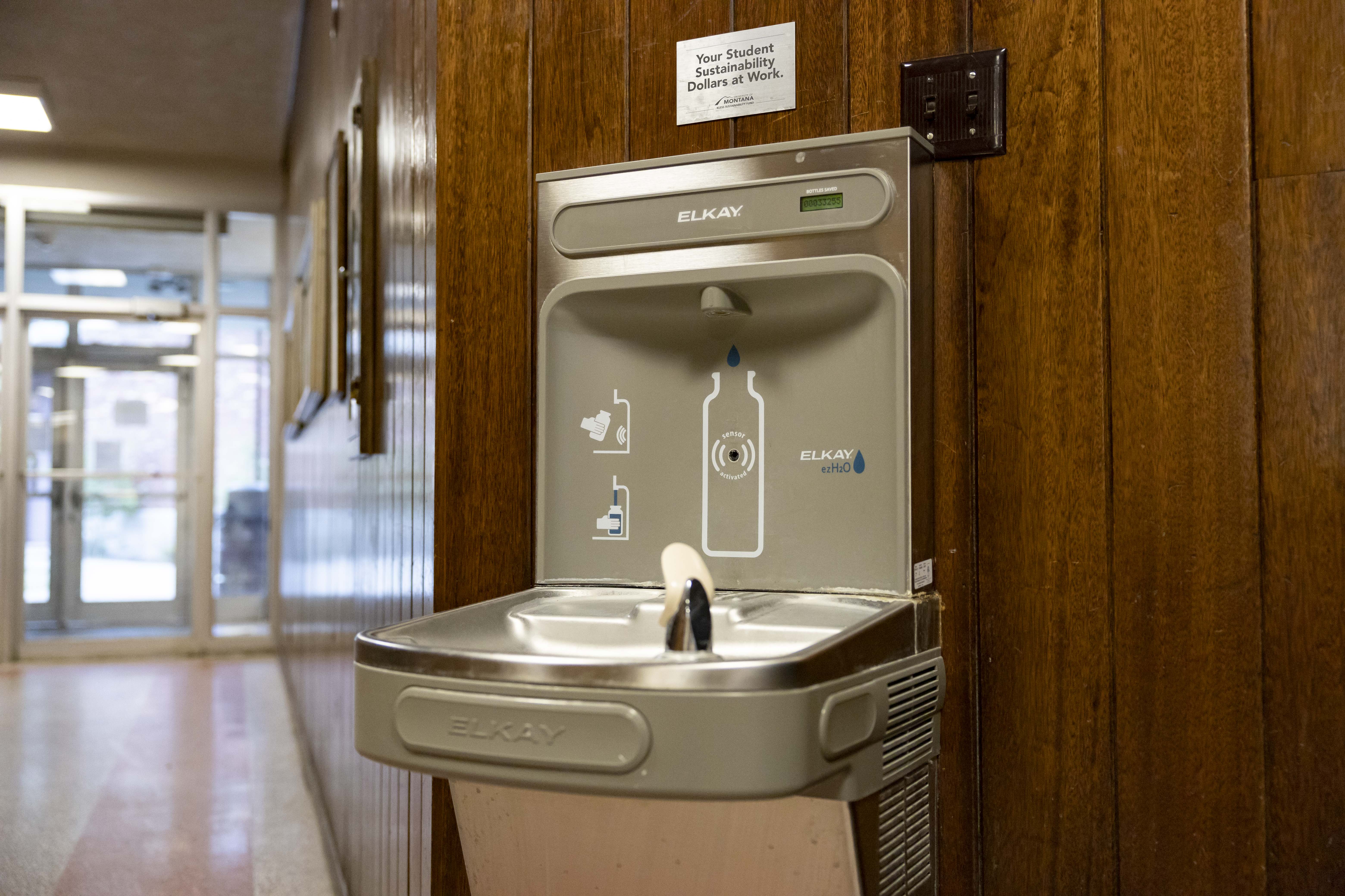 close up of the waterbottle filler in the music building