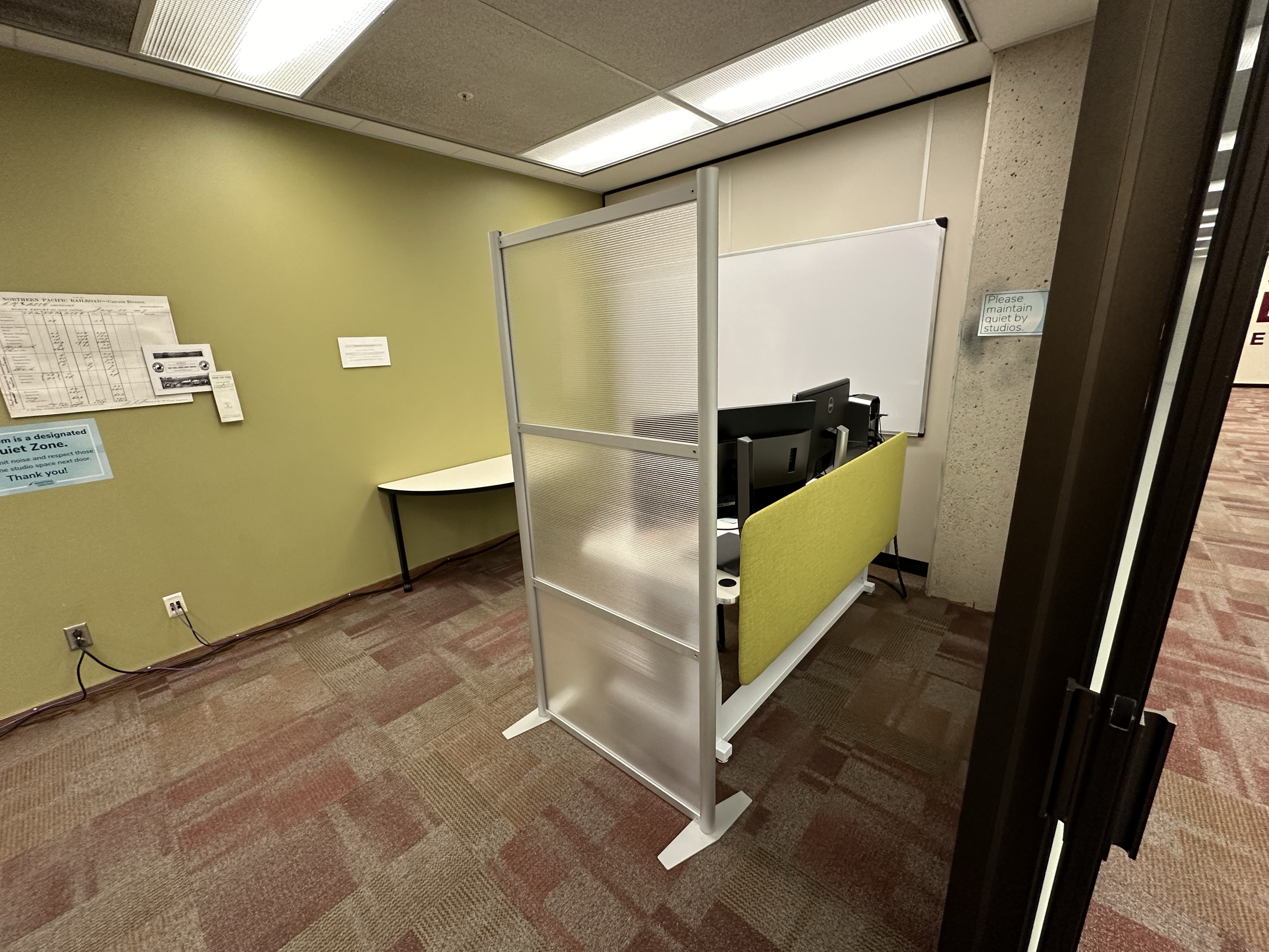 view of editing station from other side in Mansfield Library