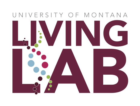Logo of the University of Montana Living Lab featuring a stylized tree with interconnected branches, symbolizing ecological and community connections, accompanied by the text Living Lab and University of Montana