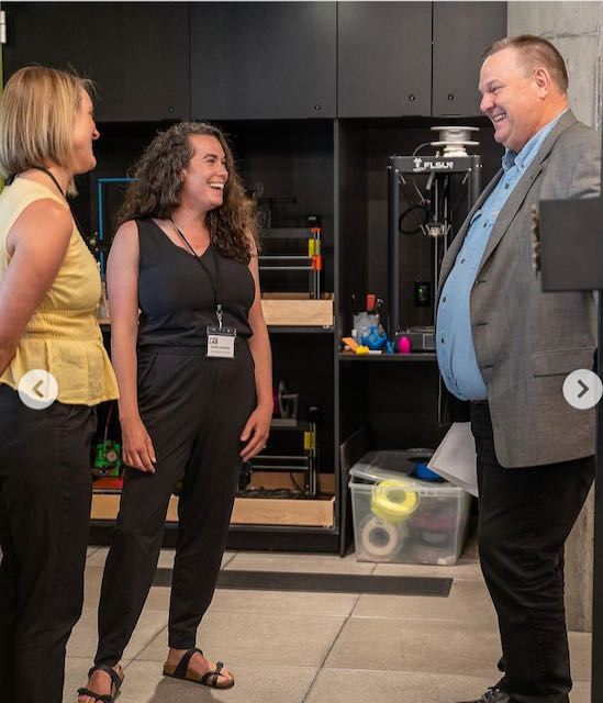 Photo of Senator Tester visiting library