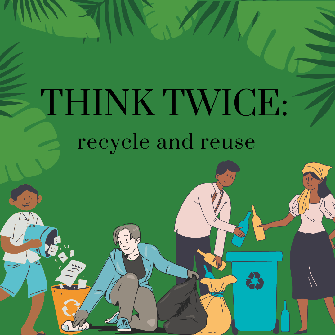 Think Twice Event promotional image containing people recycling