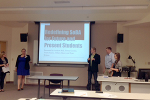 Students giving an integrated marketing presentation in Spring 2014