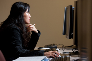 Student in computer lab