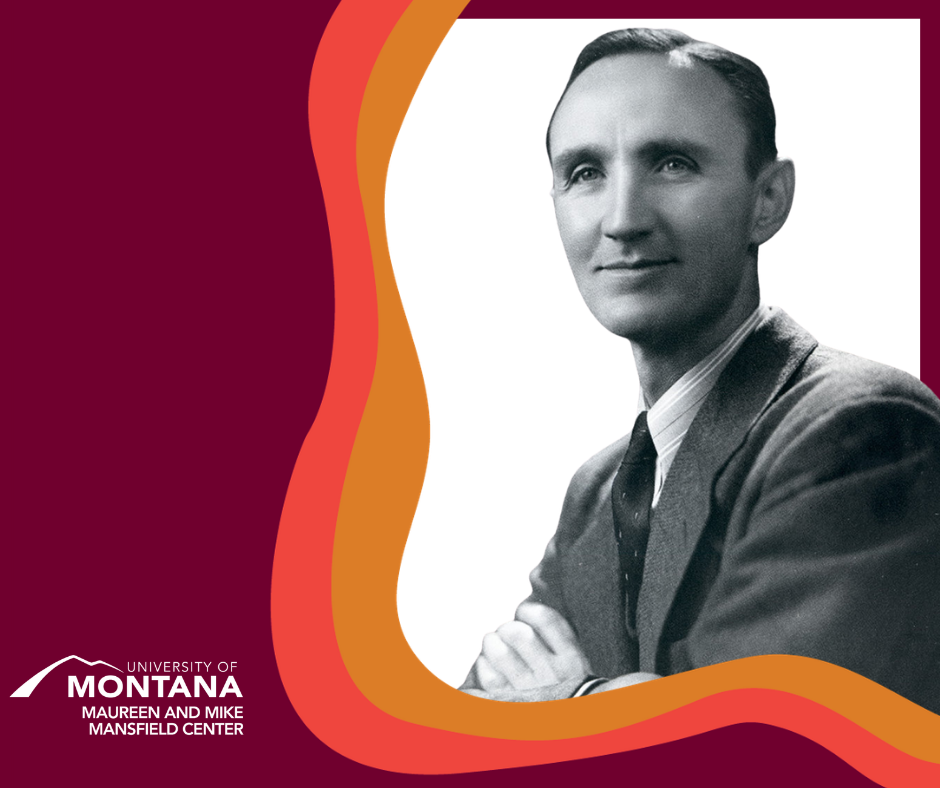 This is a photo of Mike Mansfield with the UM logo