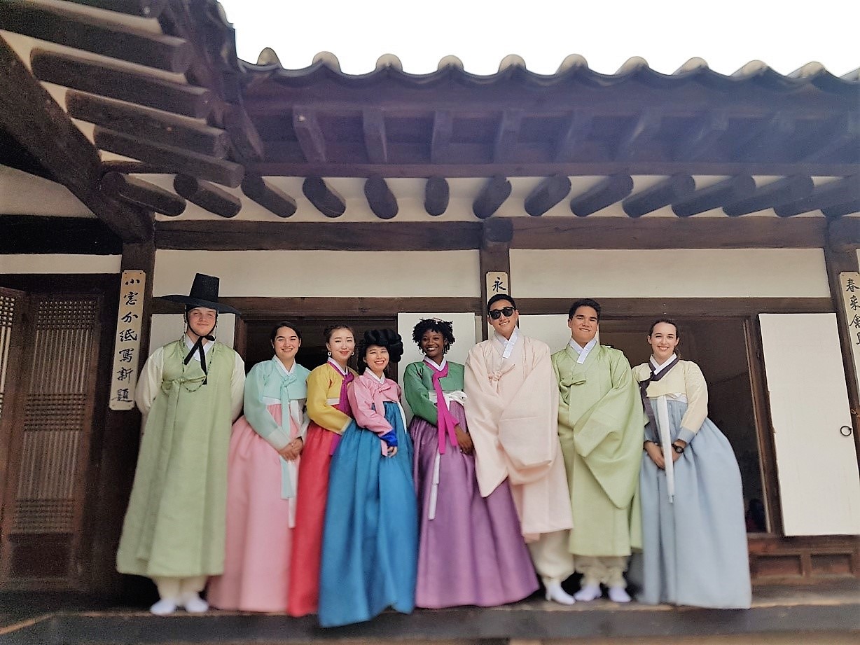 PGO Korea students wearing Hanboks.
