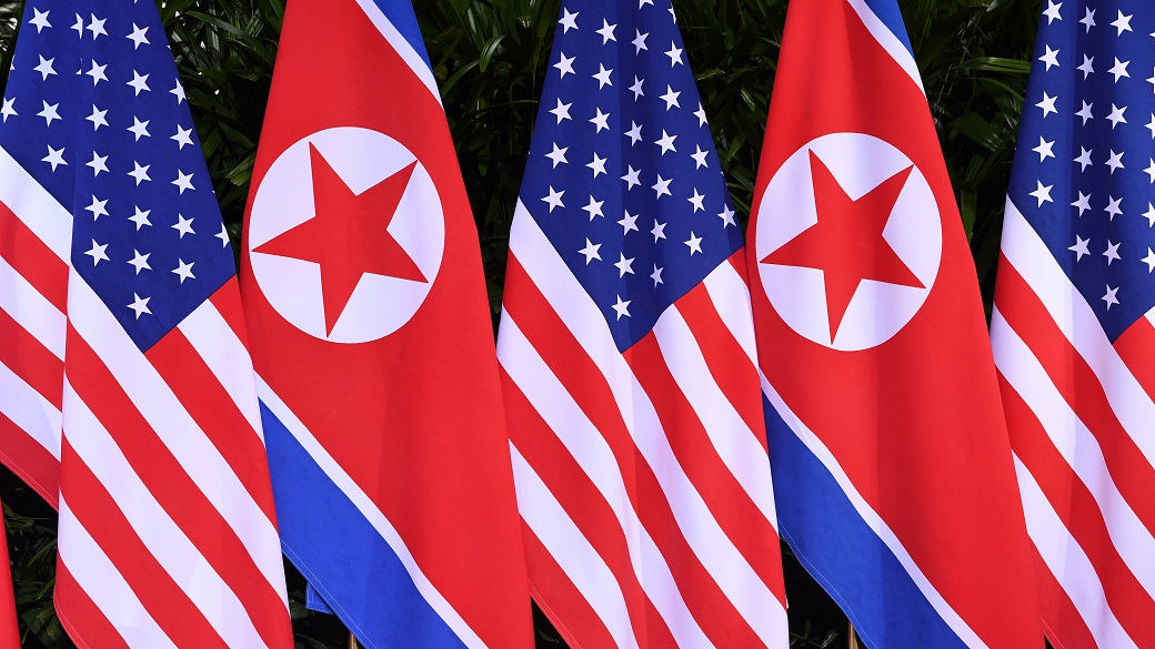US and North Korean Flags