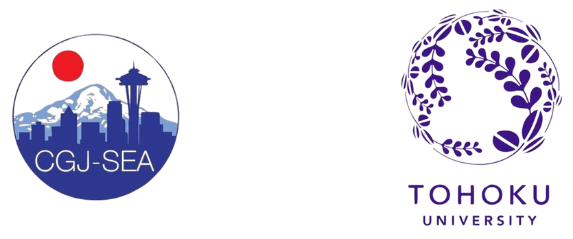 Logos for CGJU-SEA and Tohoku University, representing collaboration between the two organizations.
