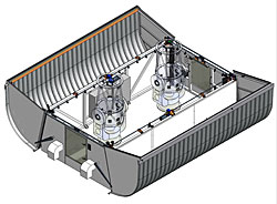 An illustration of the enclosures that will contain the four Minerva telescopes atop Arizona’s Mount Hopkins