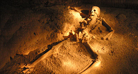 The so-called “crystal maiden” in a Belize cavern that UM’s Ashley McKeown discovered was actually a teenage boy. Now it’s called the “crystal lad.” (Photo by Jaime Awe)