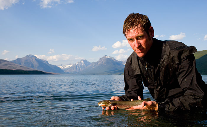 Clint Muhlfeld, a researcher with UM’s Flathead Lake Biological Station, studies trout hybridization. (Photo by Noah Clayton)