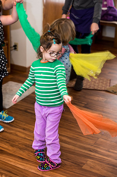 Isabella Clevidence, 5, does a movement exercise at Missoula’s Child Development Center.