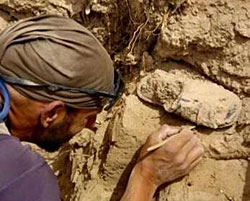 Livoti works to excavate a foot at a Mass Grave near Karbala, Iraq, in 2006. 