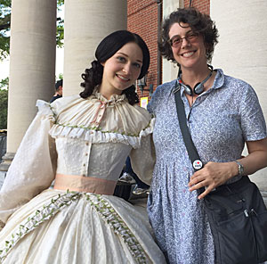 UM Professor Anya Jabour poses with Hannah James, who plays Emma Green in the new PBS Civil War drama “Mercy Street.” (Photo courtesy of Anya Jabour)