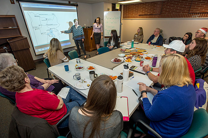 Off leads a session of the Aphasia Community Group, which meets every Wednesday during the fall, spring and summer terms.
