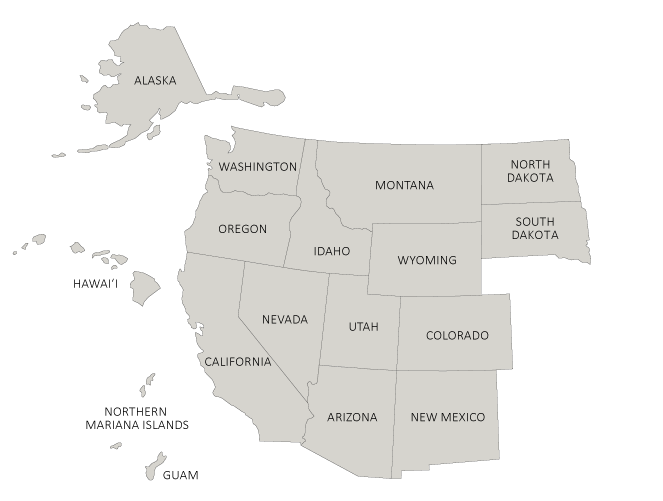 WRGP (Western Regional Graduate Program) a map of the states included in WRGP