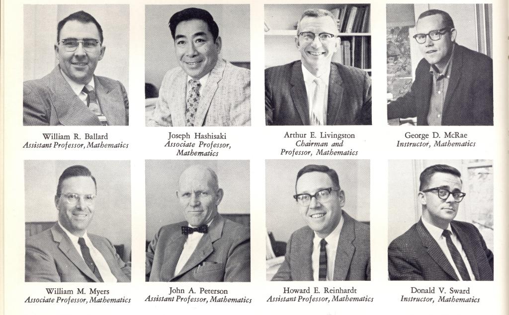 photo of math faculty from the 1962 sentinel