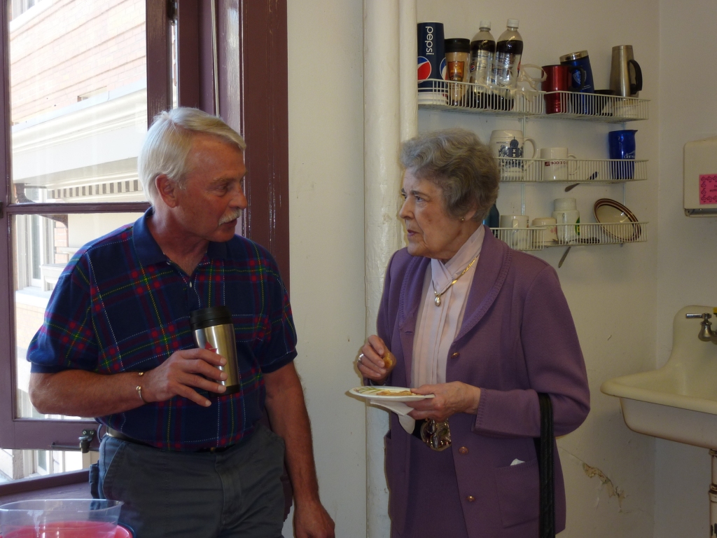 Rick Billstein and Emma Lommasson in the faculty lounge