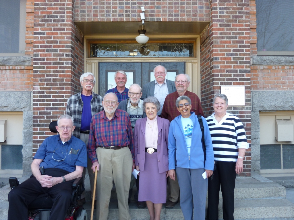 group photo in front of the math building