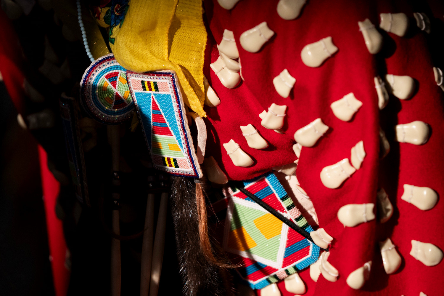 ivory elk teeth on red dress