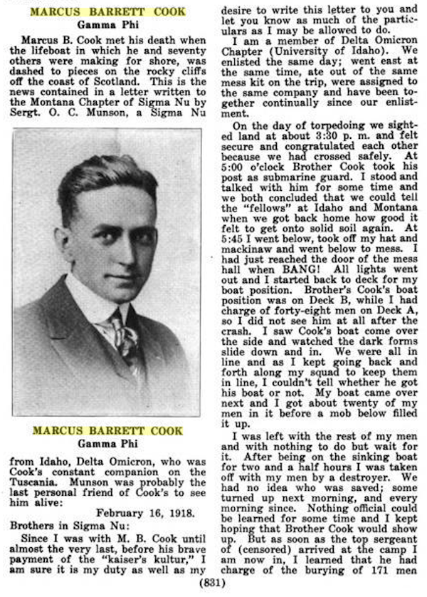 Page one of an article about Marcus Cook's death.