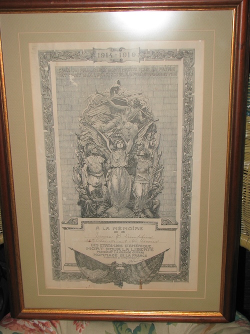 A commendation from the French government for James Simpkins